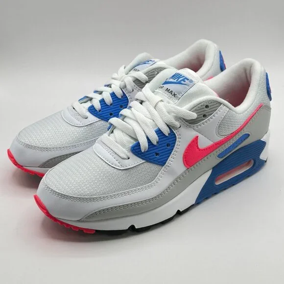 Nike Air Max 90 III Womens Gym Shoes White Red Blue Coral DA8856-100 NEW Size 10 - Picture 2 of 12